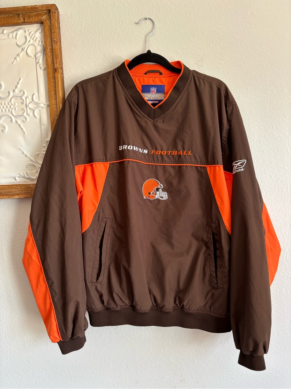 NFL Reebok Cleveland Browns American football jacket pullover sz medium vintage